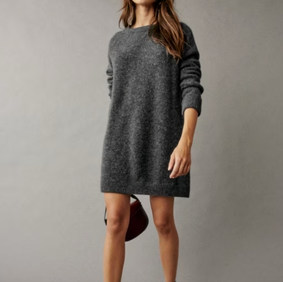 Sezane Dresses & Skirts - Sezane Freja Baby Alpaca Blend Knit Sweater Dress Charcoal Grey Tunic Size L
